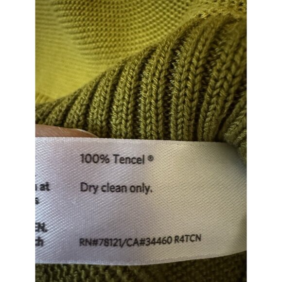 Eileen Fisher Sweater Size Medium Olive Green Knit 3/4 Sleeve Scoop Neck 56 - Picture 4 of 5